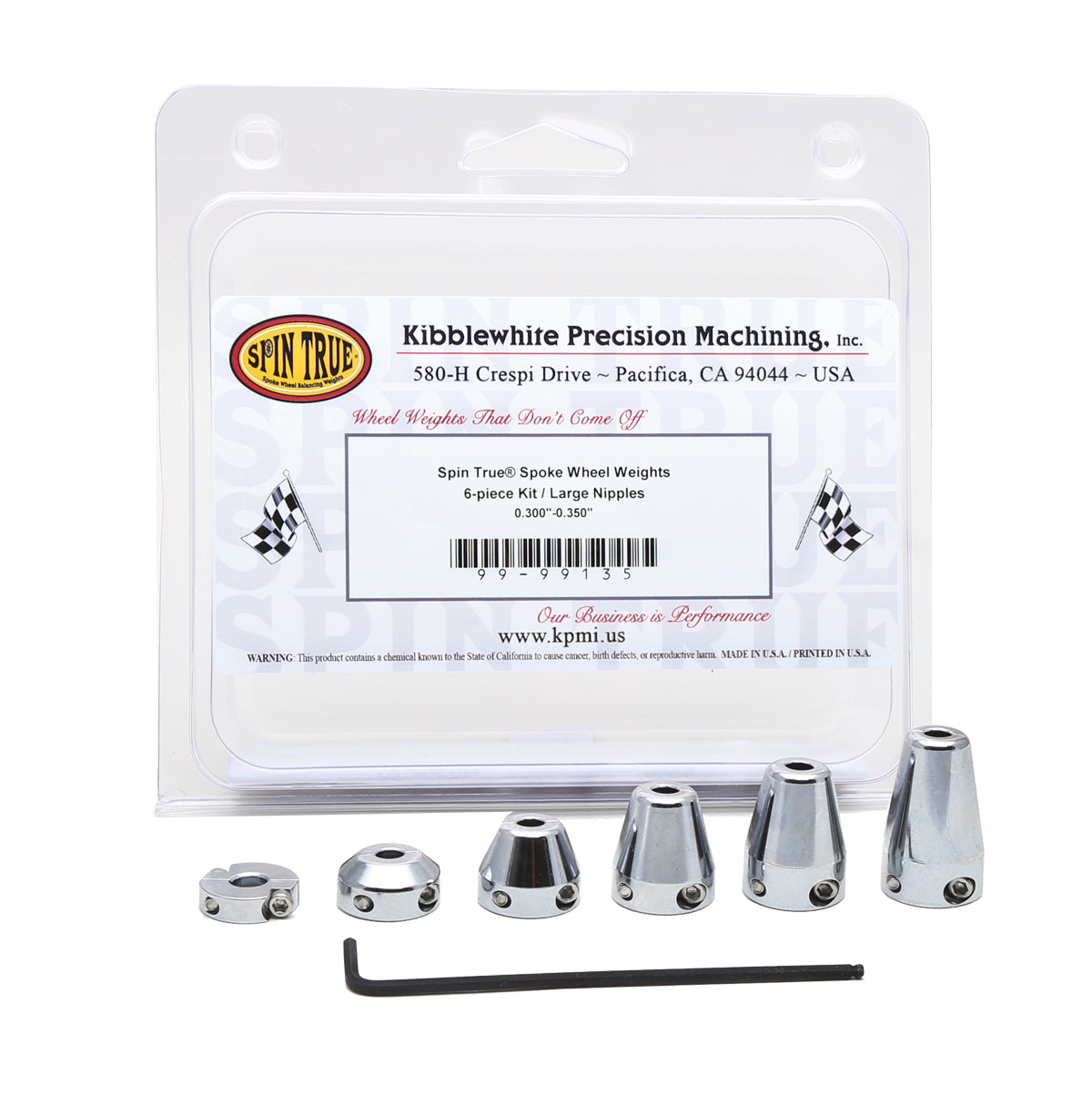 Spin True® Spoke Wheel Weight Sample Kit, Chrome Plated Stainless Steel, 6pcs. for Large Nipples