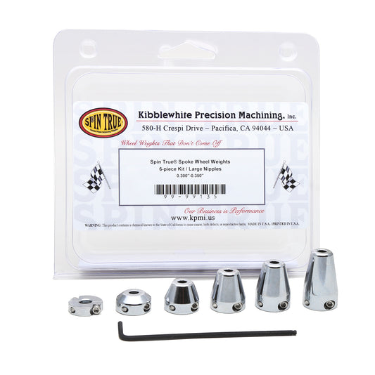 Spin True® Spoke Wheel Weight Sample Kit, Chrome Plated Stainless Steel, 6pcs. for Large Nipples