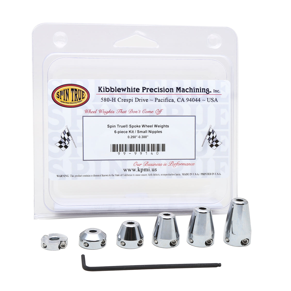 Spin True® Spoke Wheel Weight Sample Kit, Chrome Plated Stainless Steel, 6pcs. for Small Nipples