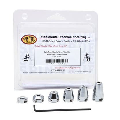 Spin True® Spoke Wheel Weight Sample Kit, Chrome Plated Stainless Steel, 6pcs. for Small Nipples