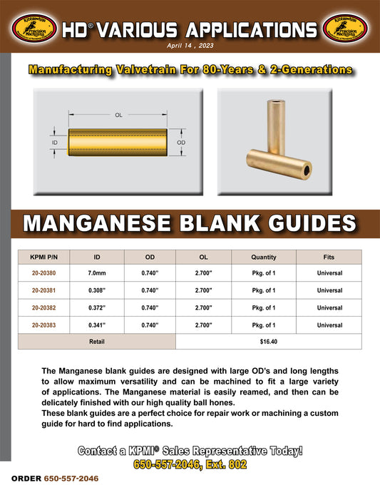 Manganese Blank Guide Flyer for Various HD® Applications