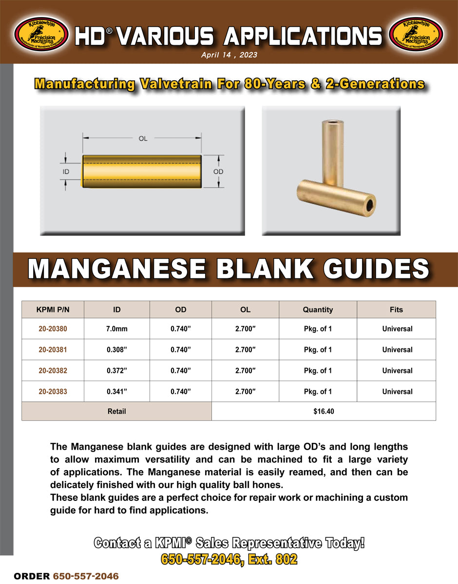 Manganese Blank Guide Flyer for Various HD® Applications