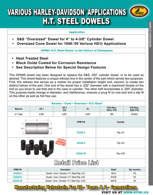 H.T. Steel Dowel Flyer for Various HD® Applications