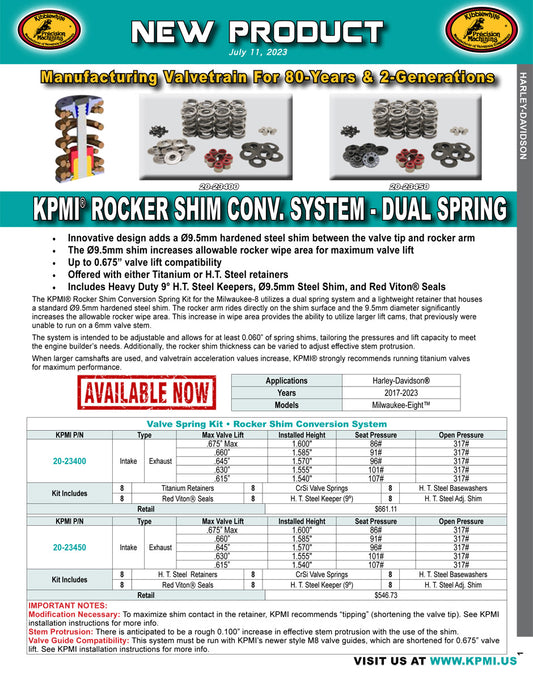 Rocker Shim Conv. System-Dual/ Beehive Spring Kit Flyer for HD® M8™ 2017-2023
