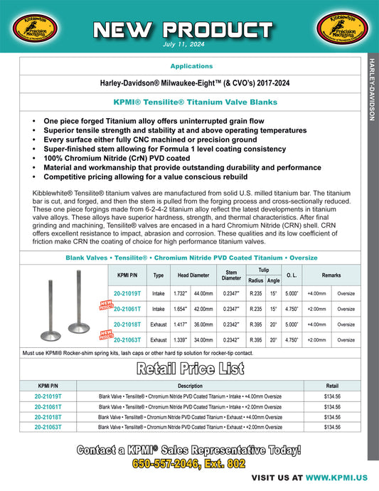 Oversize Titanium Valve Flyer for HD® M8™ (& CVO’s) 2017-2024