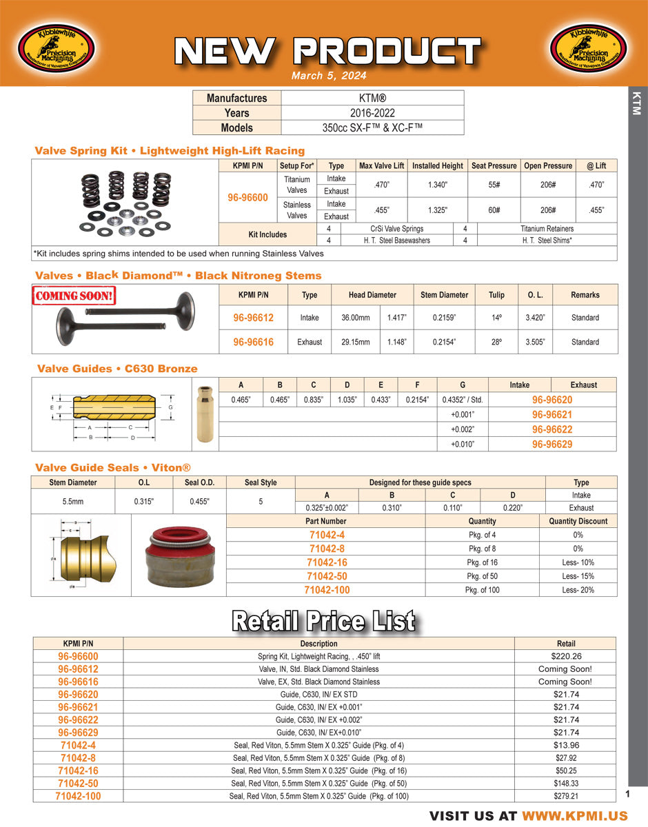 Flyer for KTM® 350cc SX-F™ & XC-F™ 2016-2022