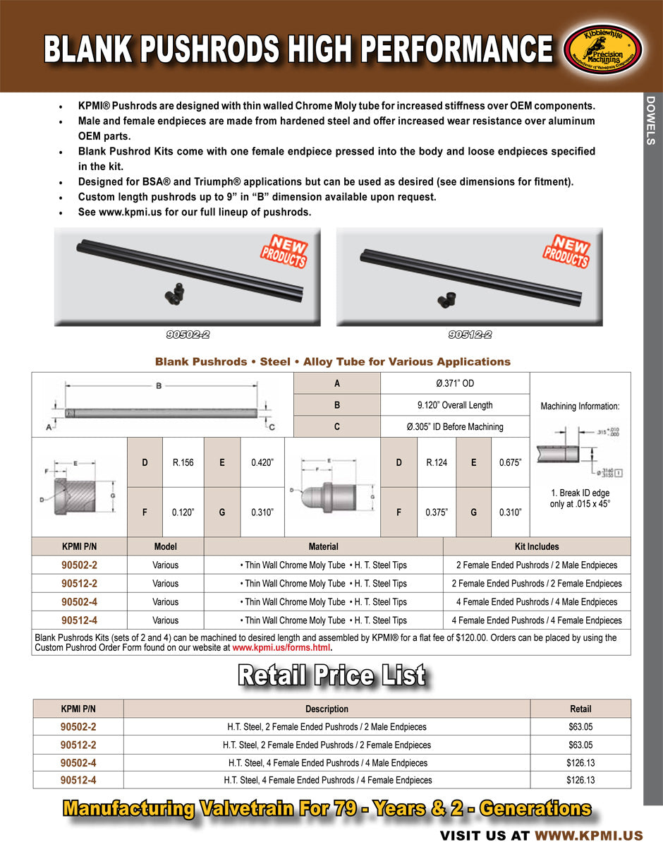 High Perf. Blank Pushrod Flyer