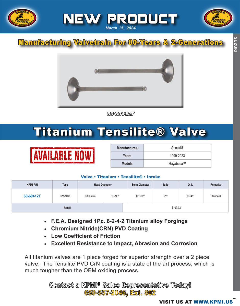 Tensilite® Titanium Intake Valve Flyer for Suzuki® GSX-1300R Hayabusa 1999-2023