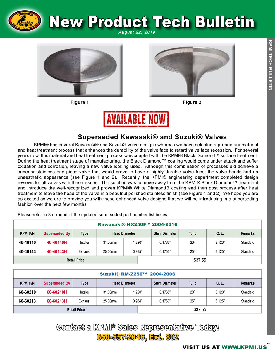 Tech Bulletin for Various Kawasaki® and Suzuki® 250's Applications