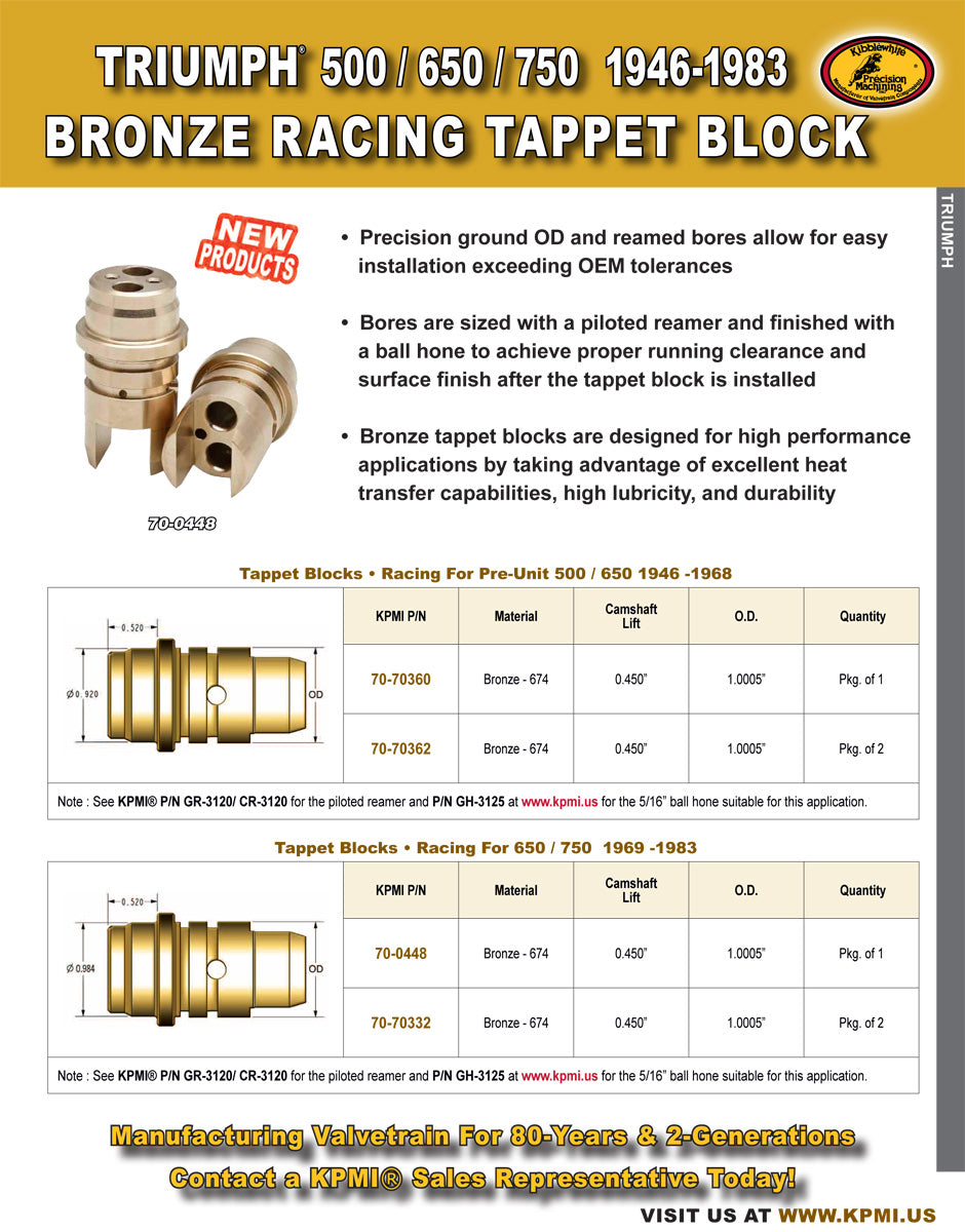 Bronze Racing Tappet Block Flyer for Various Triumph® 500/ 600/ 750 1946-1983
